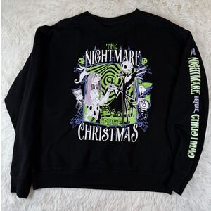 Disney Nightmare Before Christmas Sweatshirt Medium Jack‎ & Sally Black Pullover